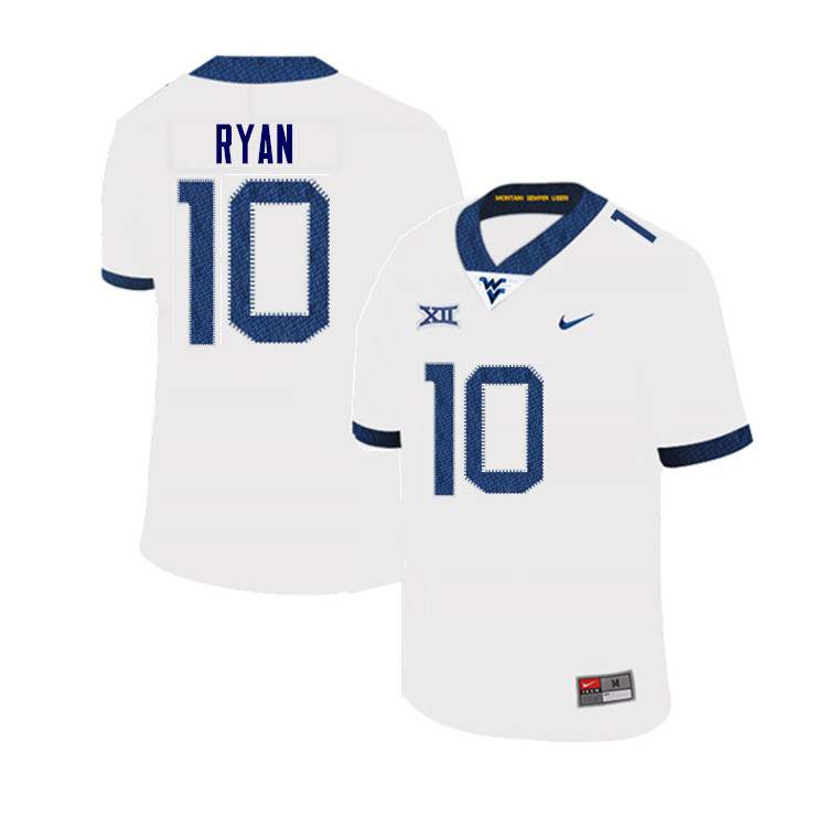 NCAA Men's Sean Ryan West Virginia Mountaineers White #10 Nike Stitched Football College Authentic Jersey DN23D31PA